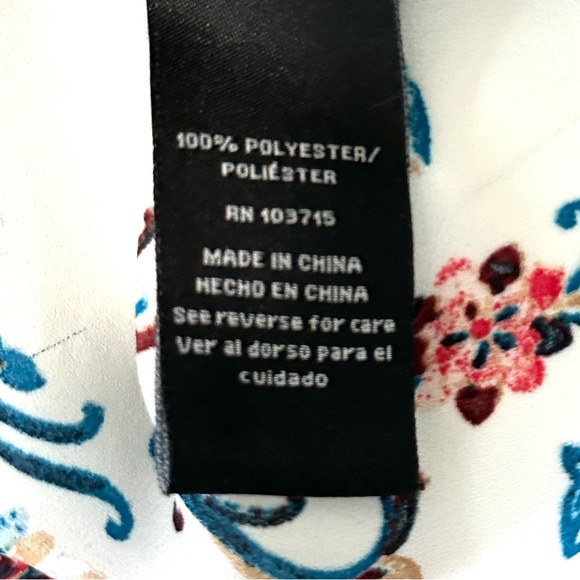 Zac & Rachel Floral Paisley Blouse White, Blue, & Red Tunic Top Size M - Picture 9 of 10